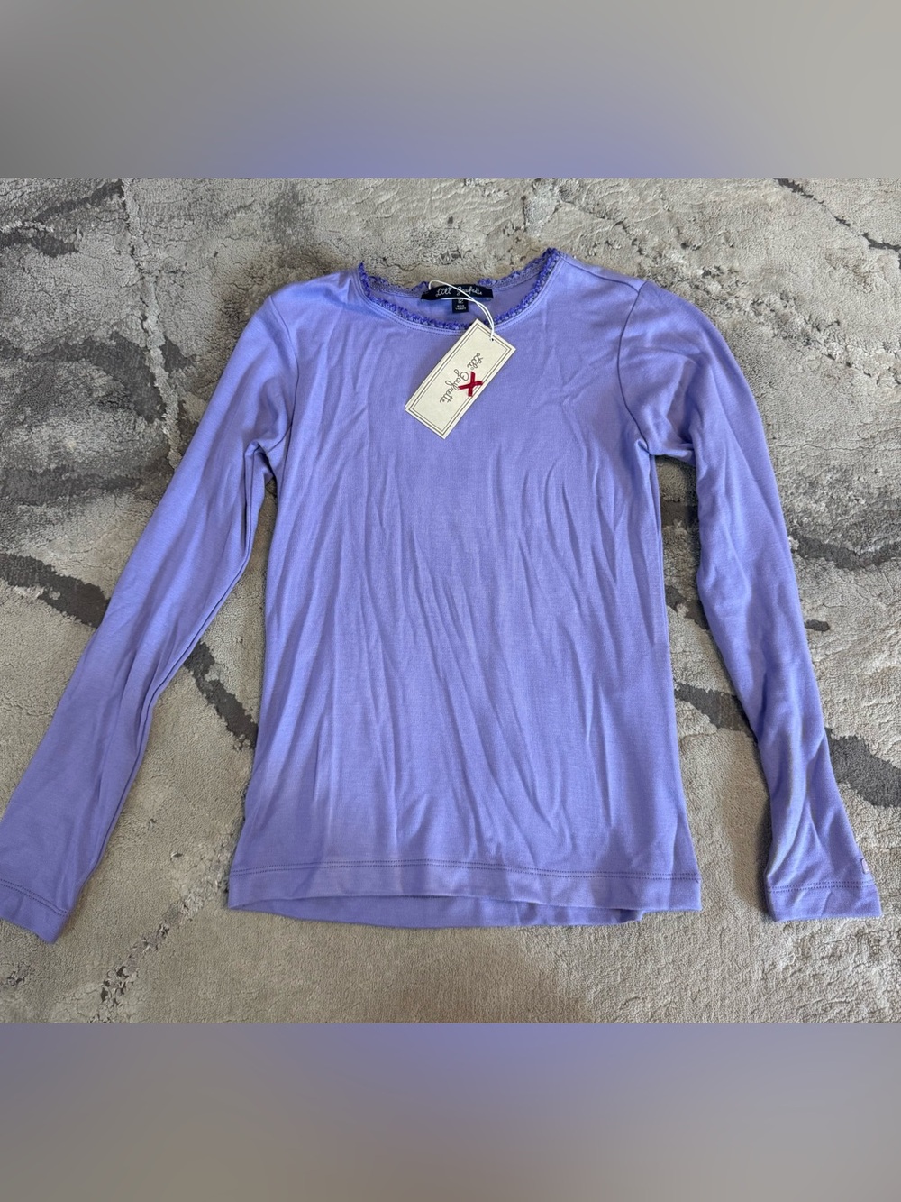 Girls Lavender Long-Sleeve Scoop Neck Top size 12